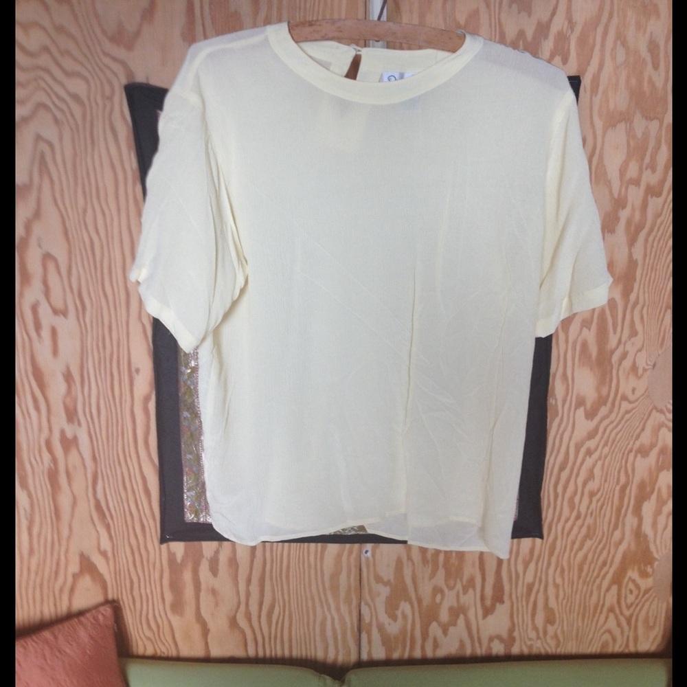 Oscar de la Renta Cream Short-Sleeve Blouse